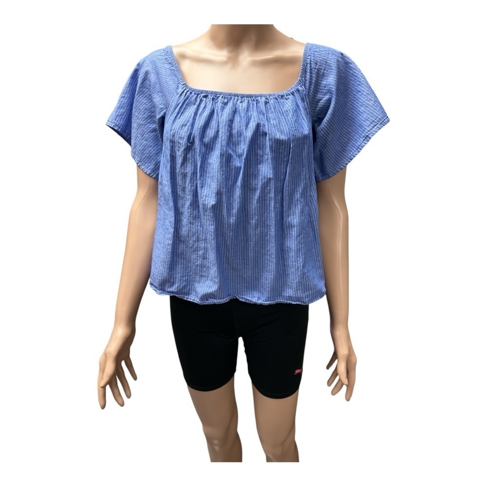 Express - EC - On Or Off Shoulder Blue Striped Top Size Small